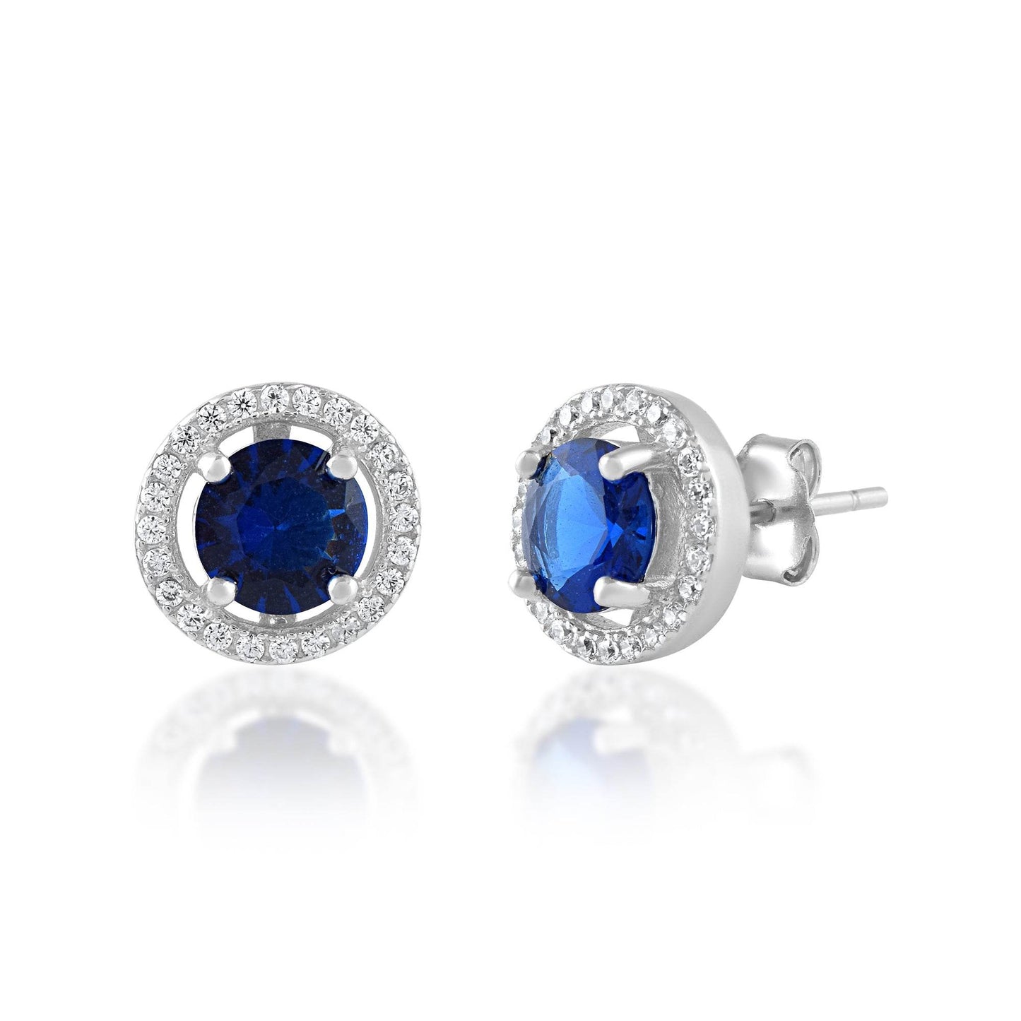 Ariva Silver Blue Studded Pendant Set - Ariva