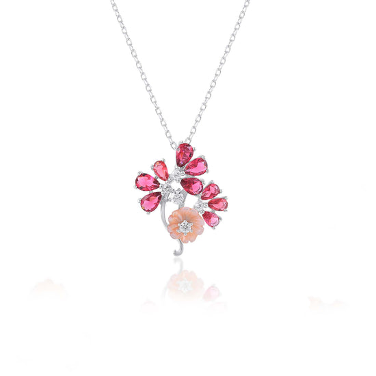 Ariva Silver Pink Blossom Necklace Ariva