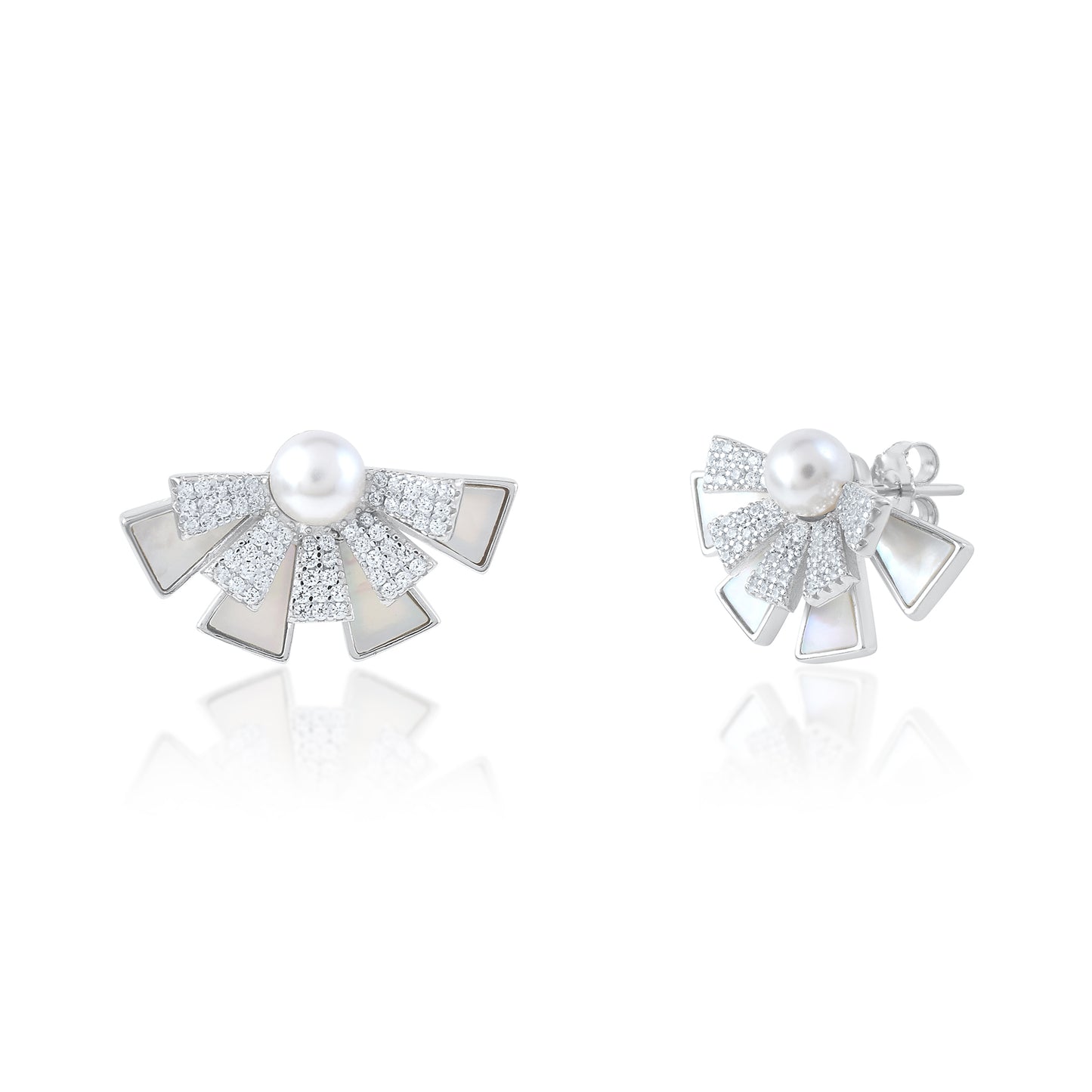 Ariva Silver Pearl Stud Earrings Ariva
