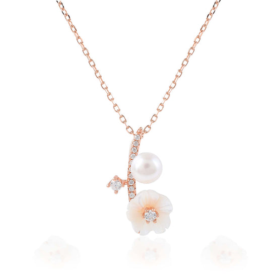 Ariva Silver Rose Gold Blossom Necklace Ariva