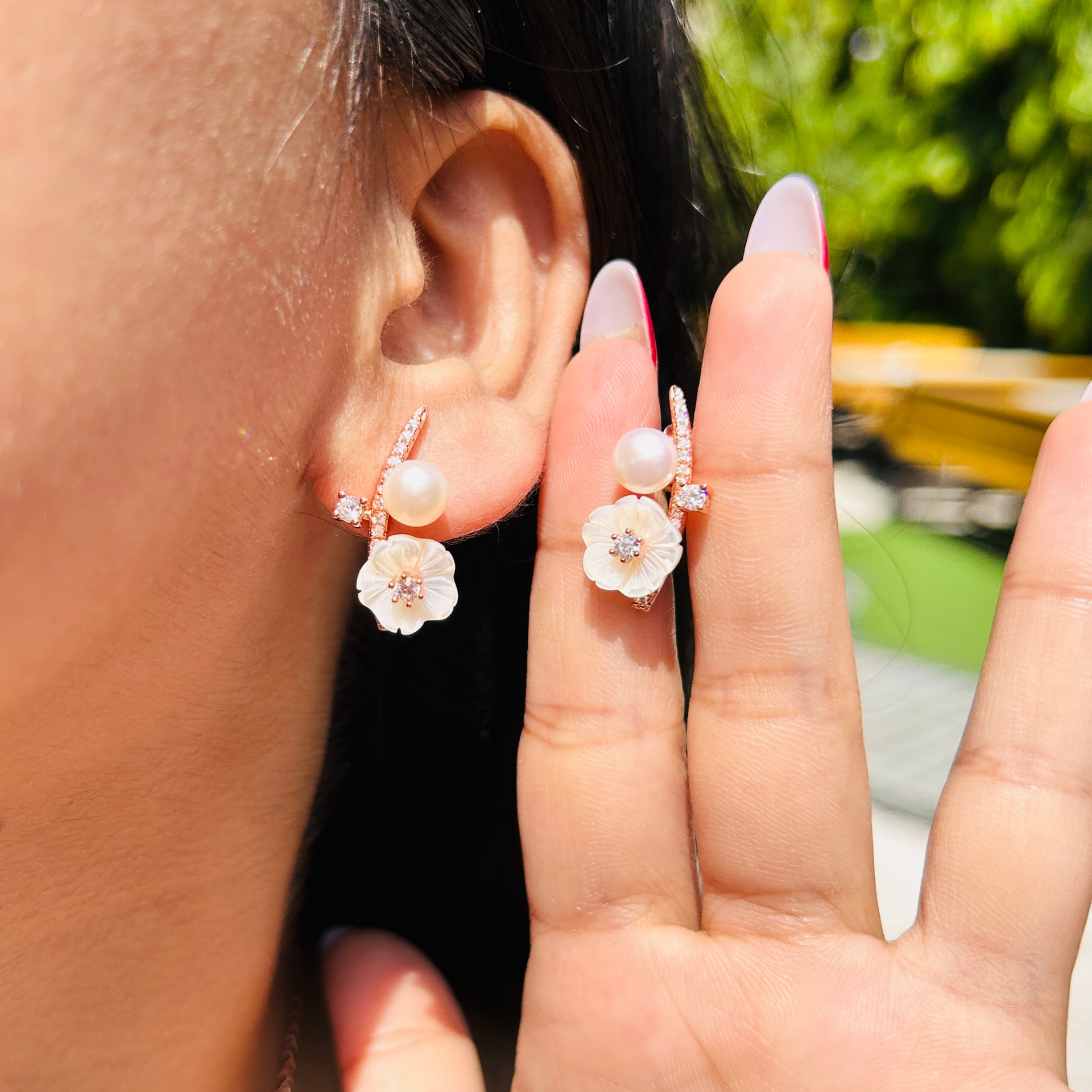 Ariva Silver Rose Gold Blossom Stud Earrings Ariva