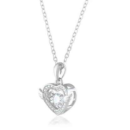 Ariva Silver Dancing Diamond Heart Pendant with Link Chain - Ariva 