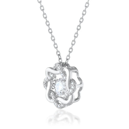 Ariva Silver Flower Necklace with Dancing Diamond - Ariva 