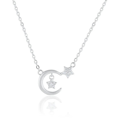 Ariva Silver Moon and Star Necklace - Ariva 