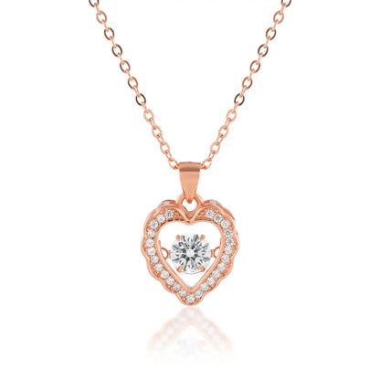 Ariva Silver Dancing Heart Rose Gold Pendant with Link Chain - Ariva 