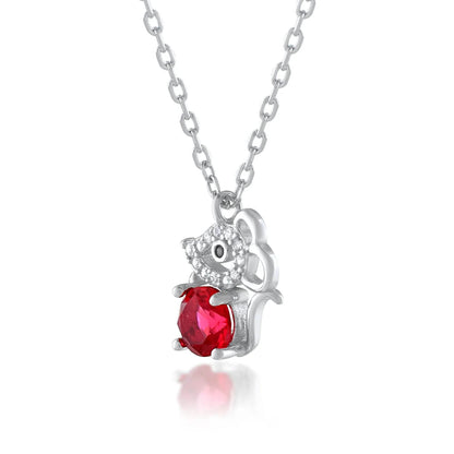 Ariva Silver Red Mouse Pendant with link chain - Ariva 