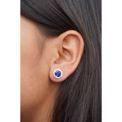 Ariva Silver Blue Studded Pendant Set - Ariva 