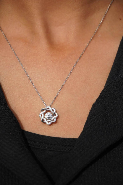 Ariva Silver Flower Necklace with Dancing Diamond - Ariva 