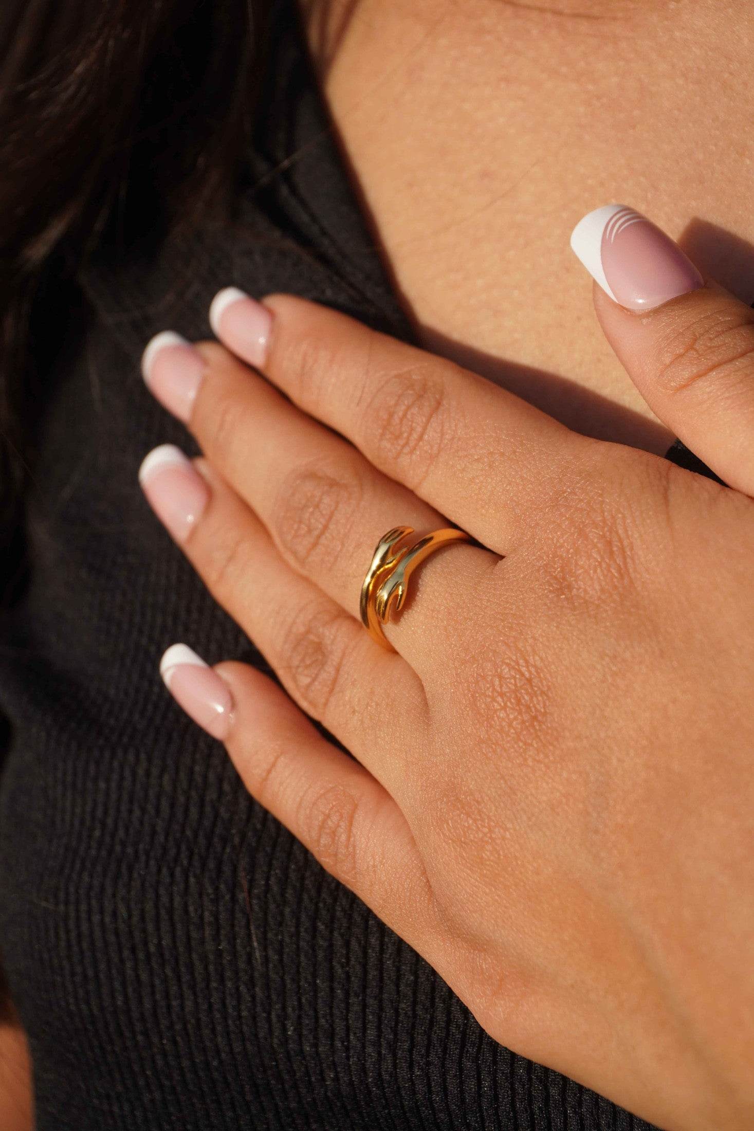 Ariva Silver Gold Hug Ring - Ariva 
