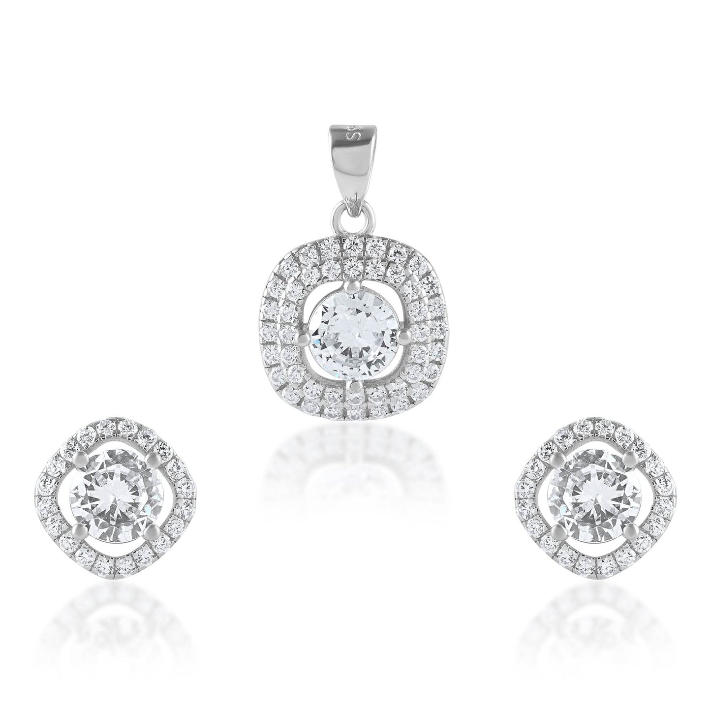 Ariva Silver Cubic Zirconia-Studded Pendant Set - Ariva 