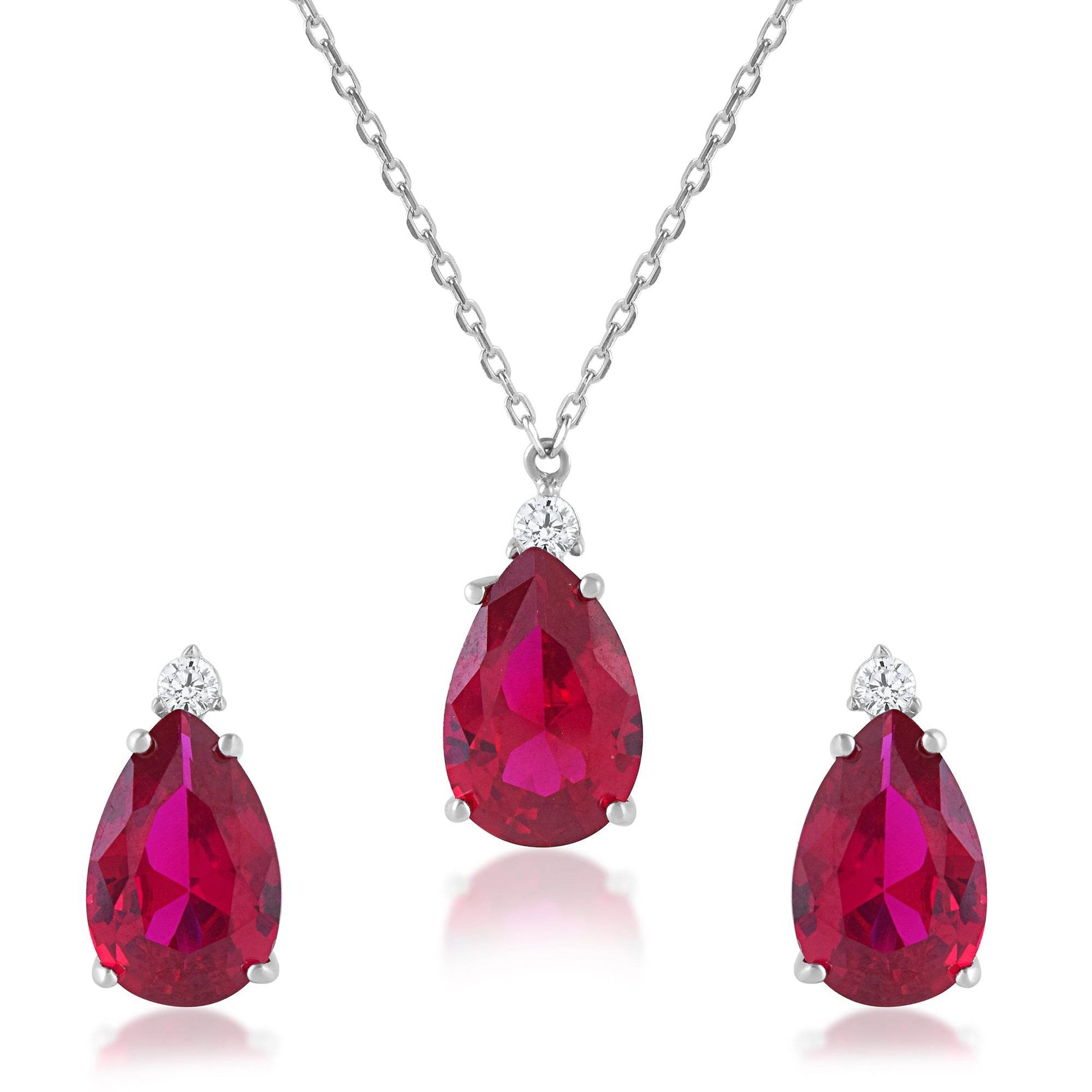 Ariva Silver Studded Wine Pendant Set - Ariva 