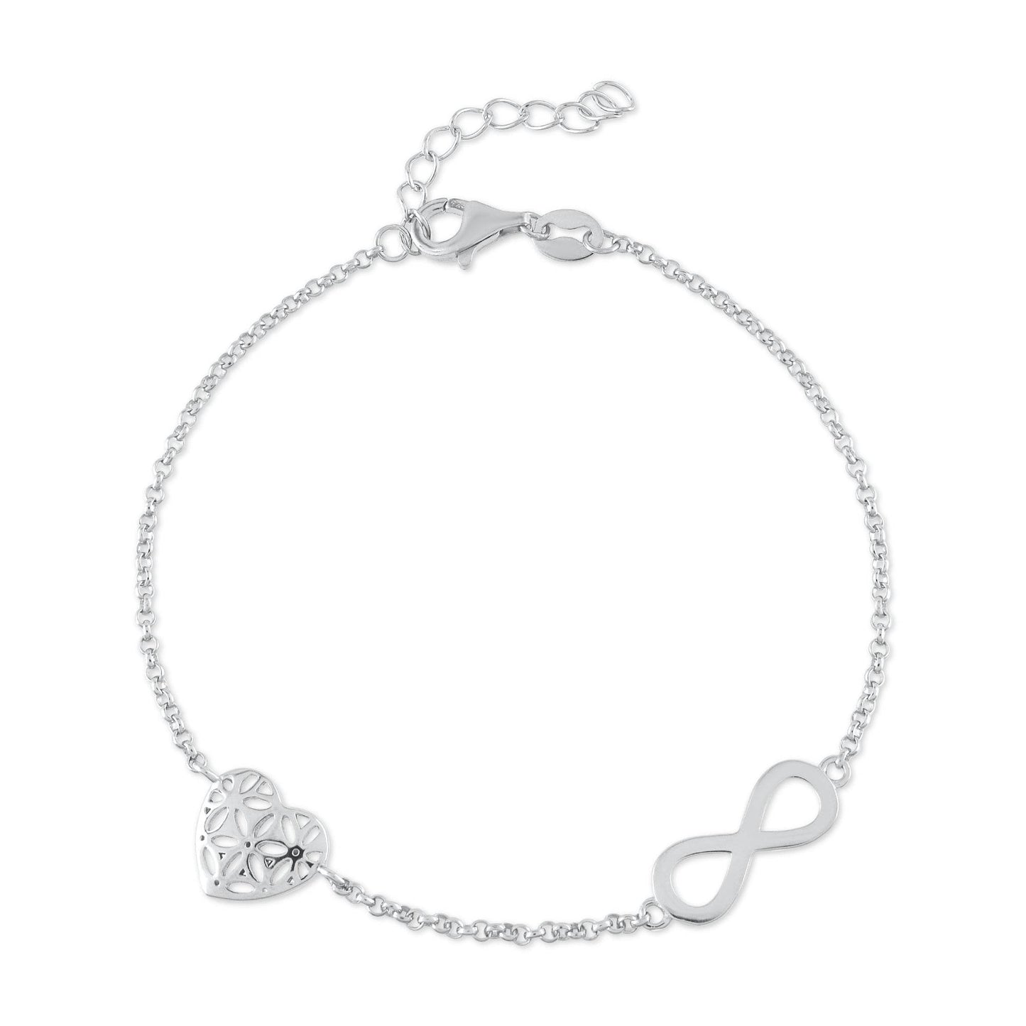 Ariva Silver Infinity Heart Bracelet - Ariva 