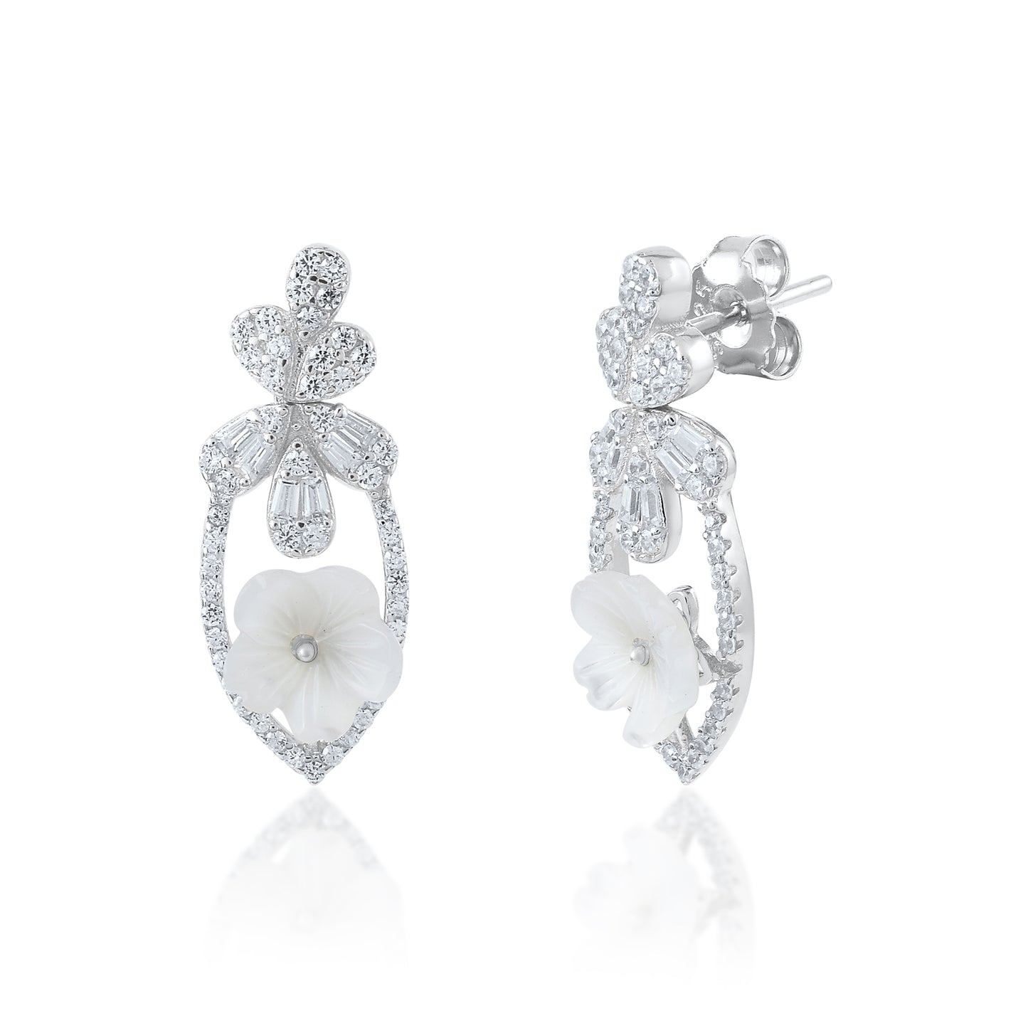 Ariva Silver Blossom Teardrop Earrings Ariva