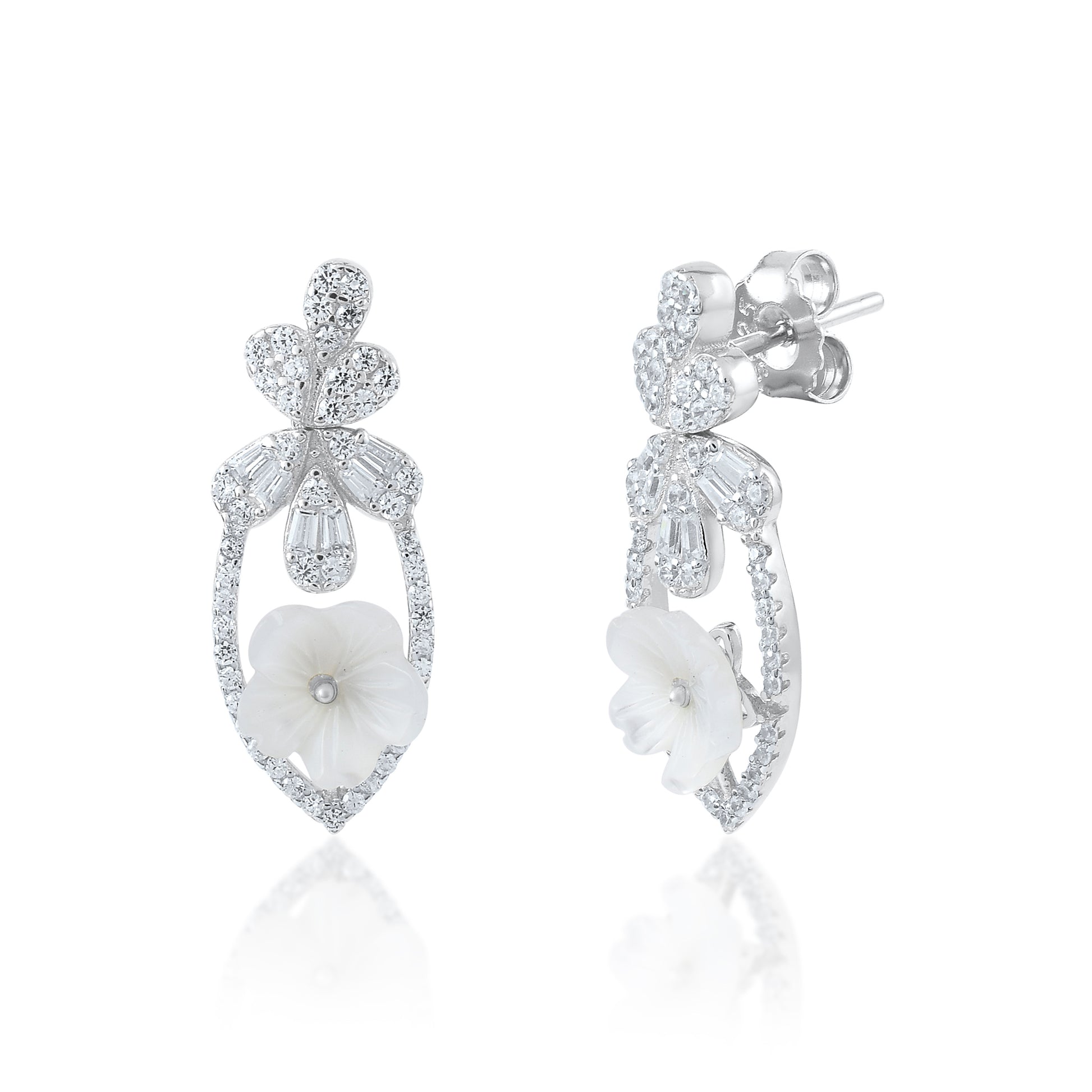 Ariva Silver Blossom Teardrop Earrings Ariva