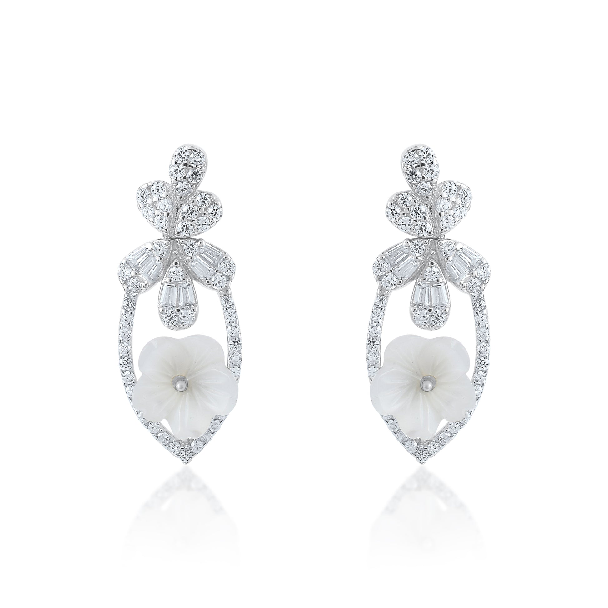 Ariva Silver Blossom Teardrop Earrings Ariva