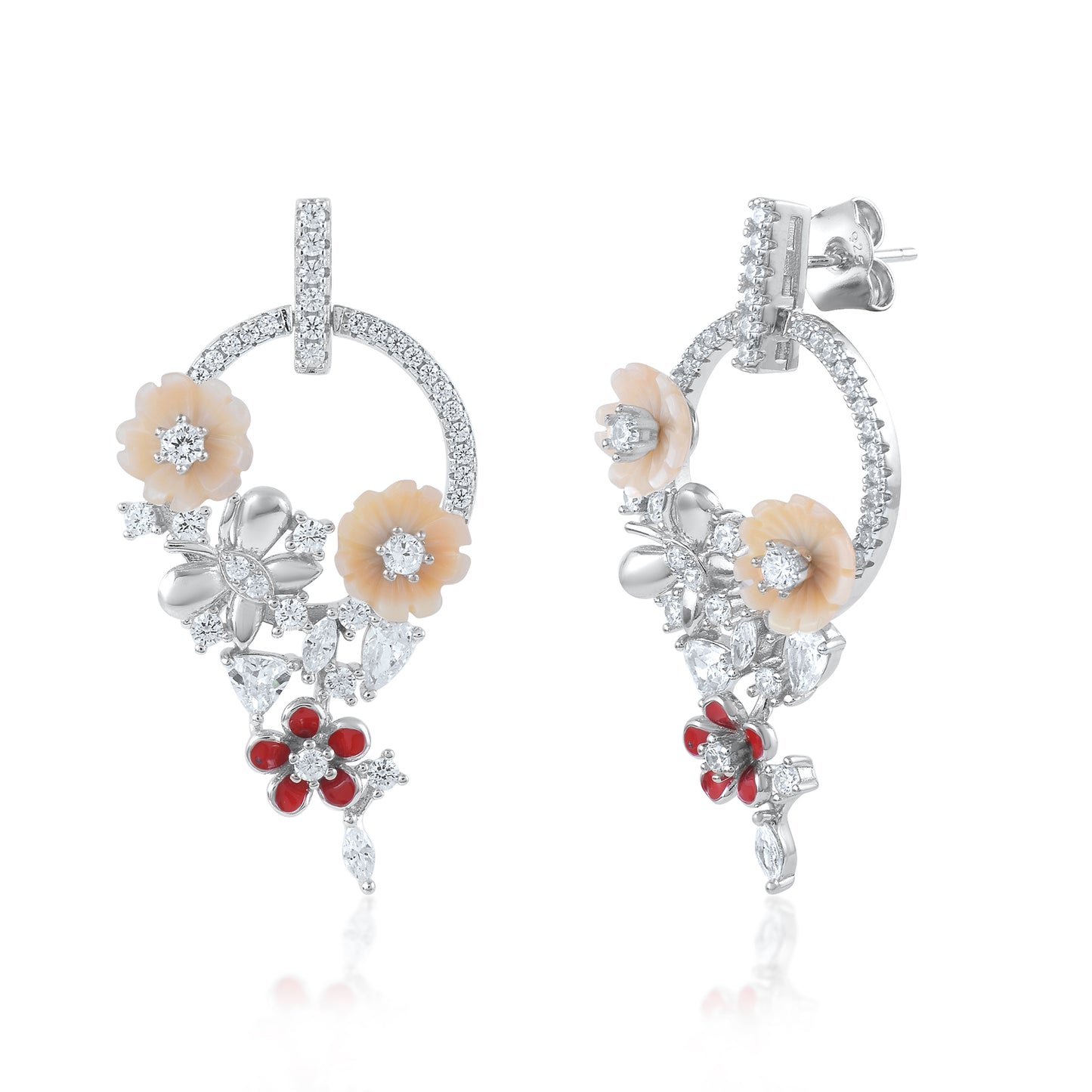 Ariva Silver Garden Charm Hoop Earrings Ariva