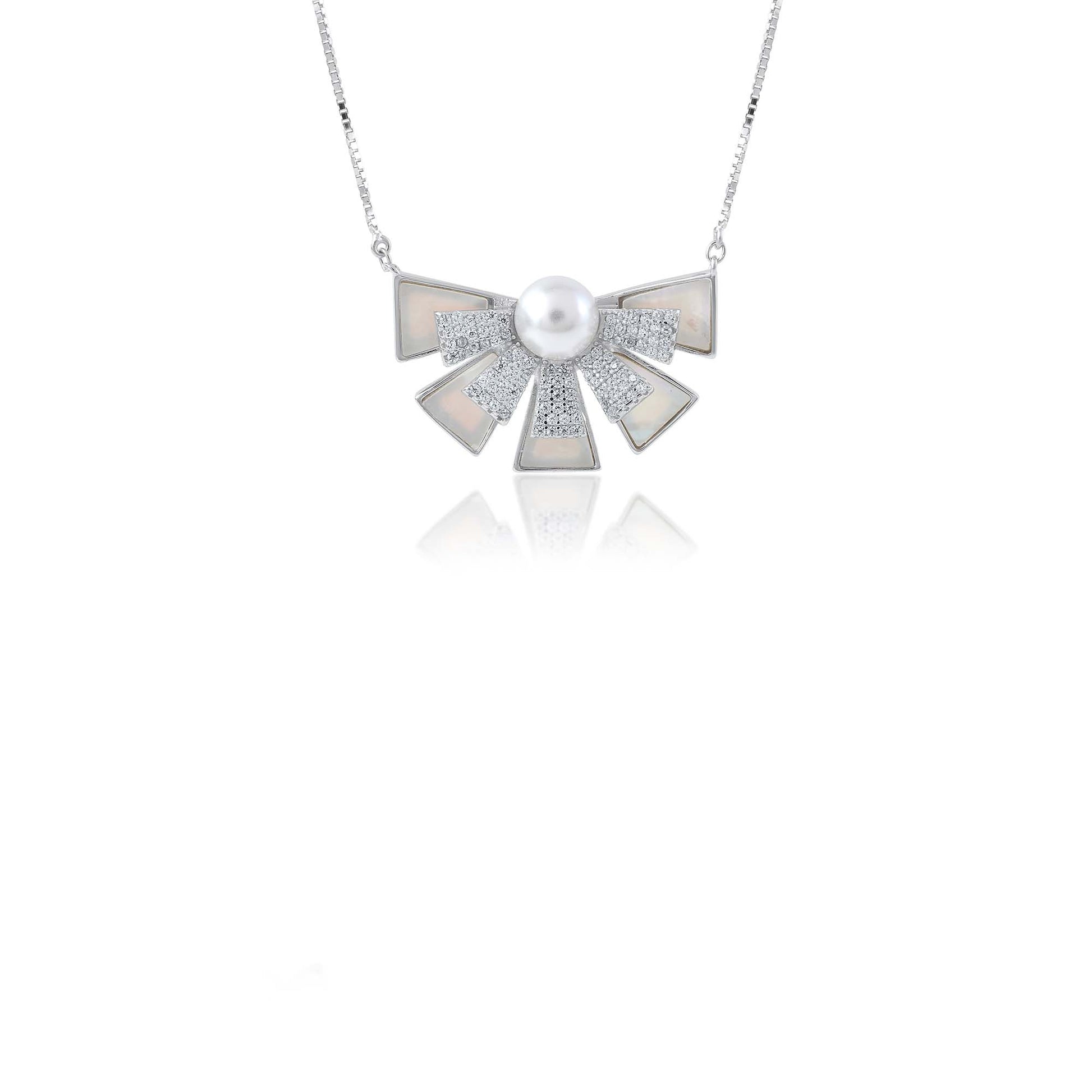 Ariva Silver Pearl Statement Necklace Ariva
