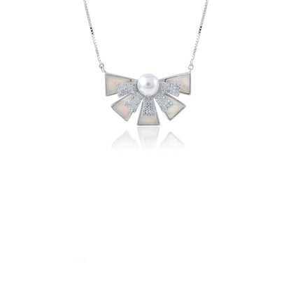 Ariva Silver Pearl Statement Necklace Ariva