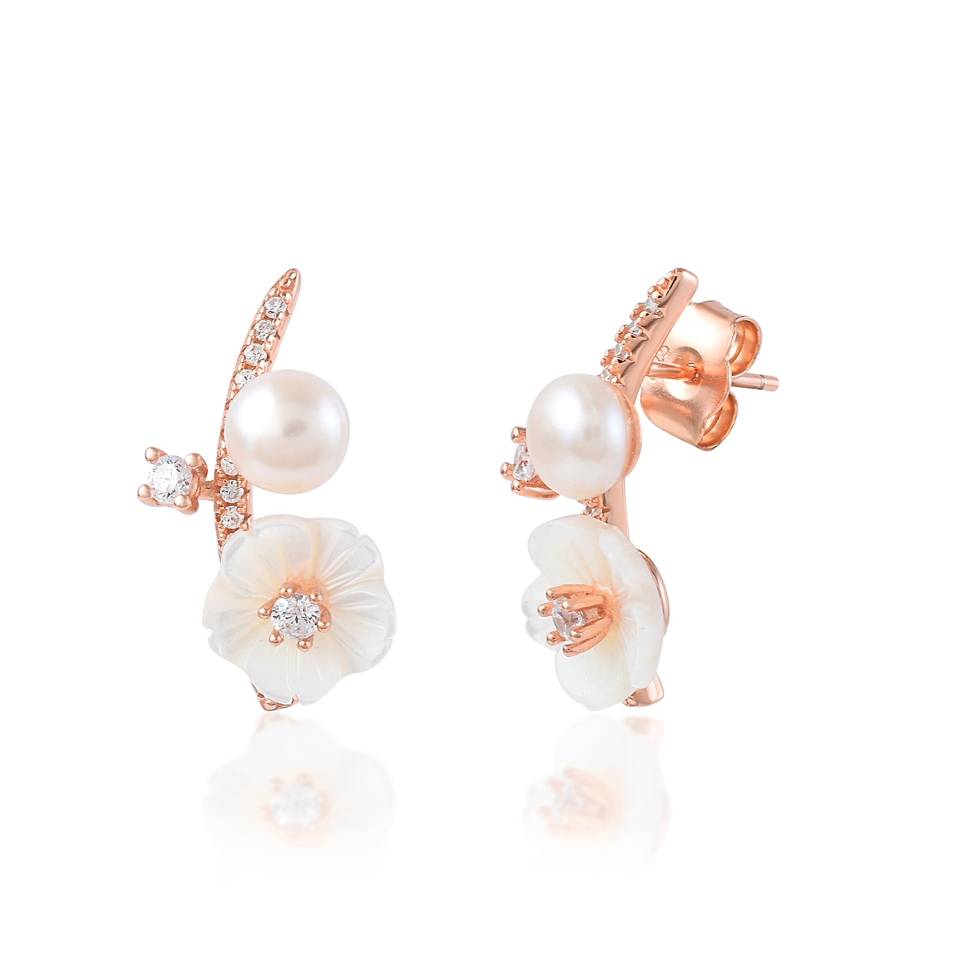 Ariva Rose Gold Pearl Blossom Pendant Set Ariva