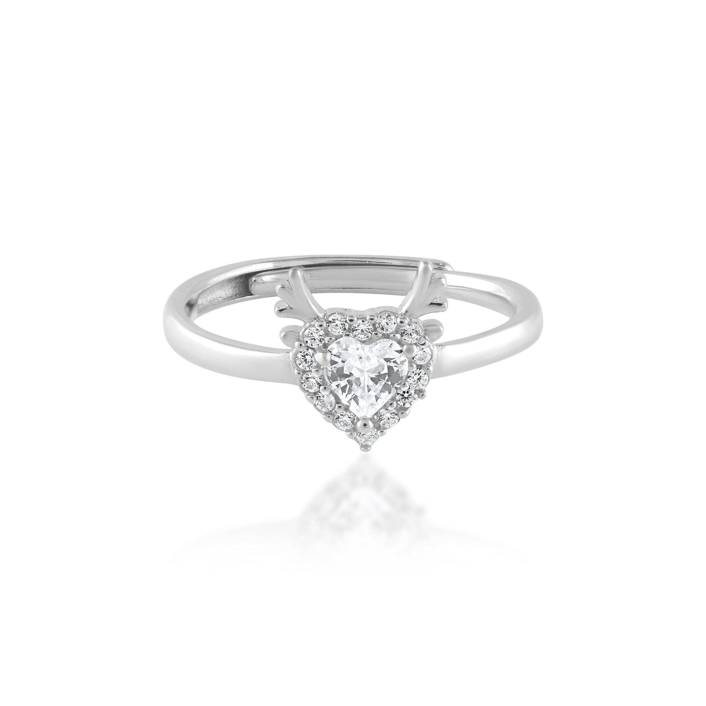Ariva Silver Deer Heart Ring - Ariva 