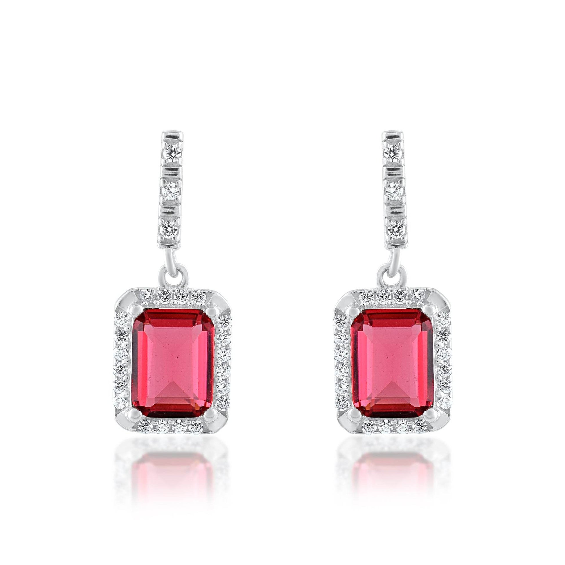 Ariva Silver Red Zircon Earring - Ariva 