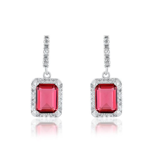 Ariva Silver Red Zircon Earring - Ariva 