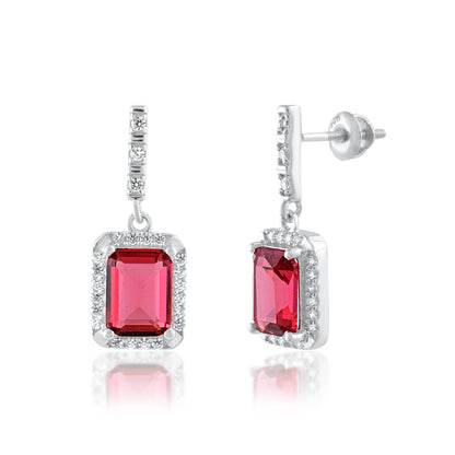 Ariva Silver Red Zircon Earring - Ariva 
